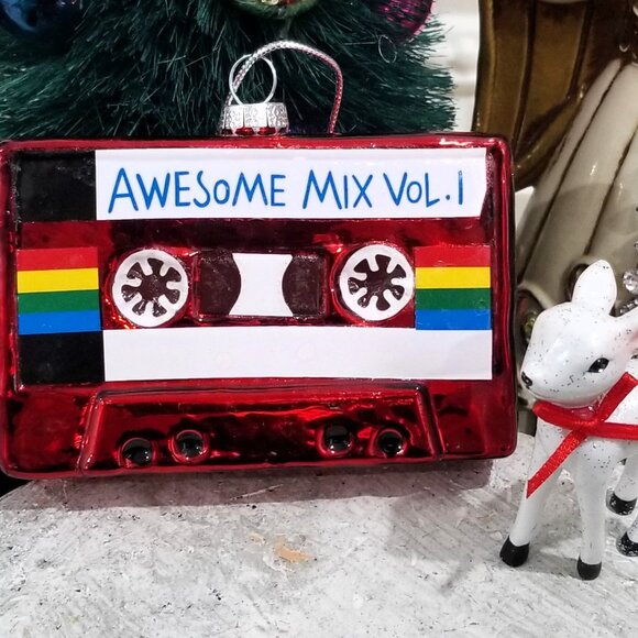 Blown Glass Retro Mix Tape Cassette Christmas Ornament - Picture 2 of 3